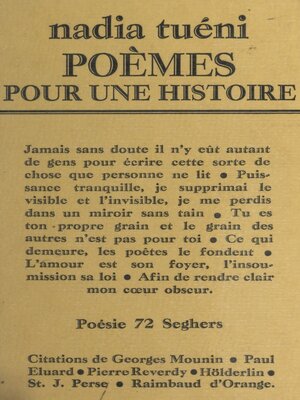 cover image of Poèmes pour une histoire